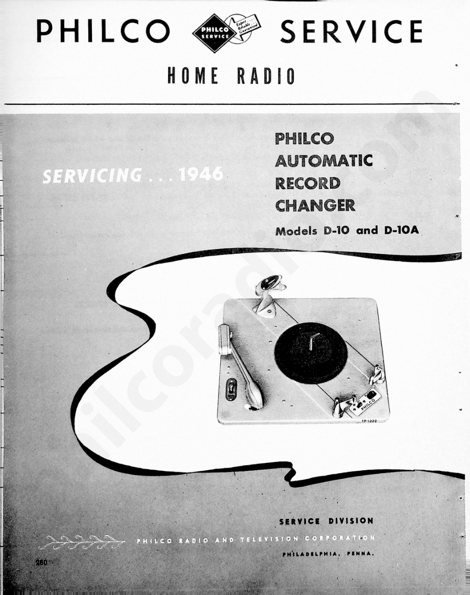 philco Philco Automatic Record Changer Models D-10 and D-10A维修电路原理图.pdf_第1页
