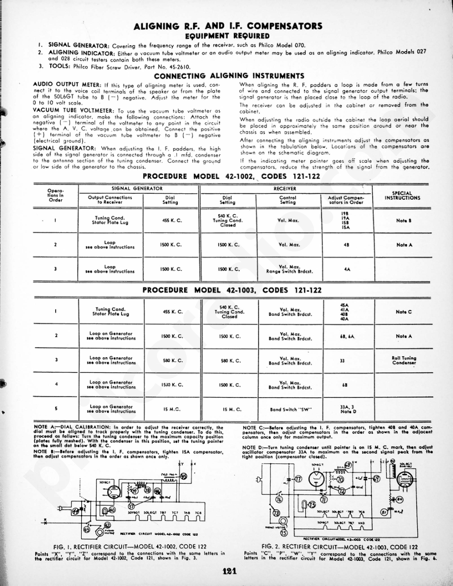 philco Radio-Phonograph Models 42-1002, Code 121-122; 42-1003, Codes 121-122 维修电路原理图.pdf_第3页