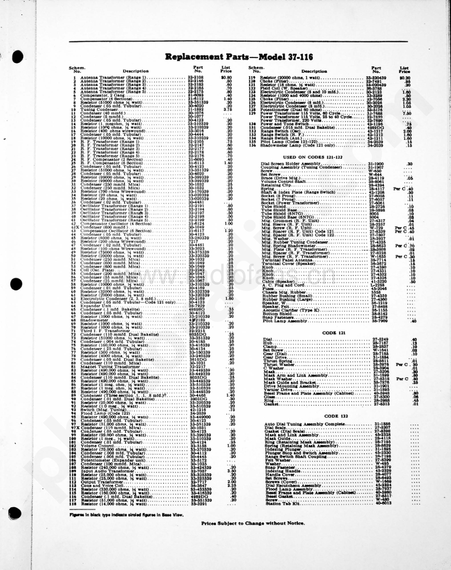 philco Model 37-116 (121, 122) 维修电路原理图.pdf_第3页