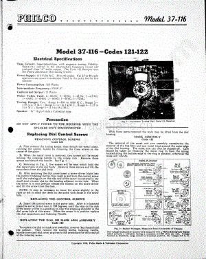 philco Model 37-116 (121, 122) 维修电路原理图.pdf