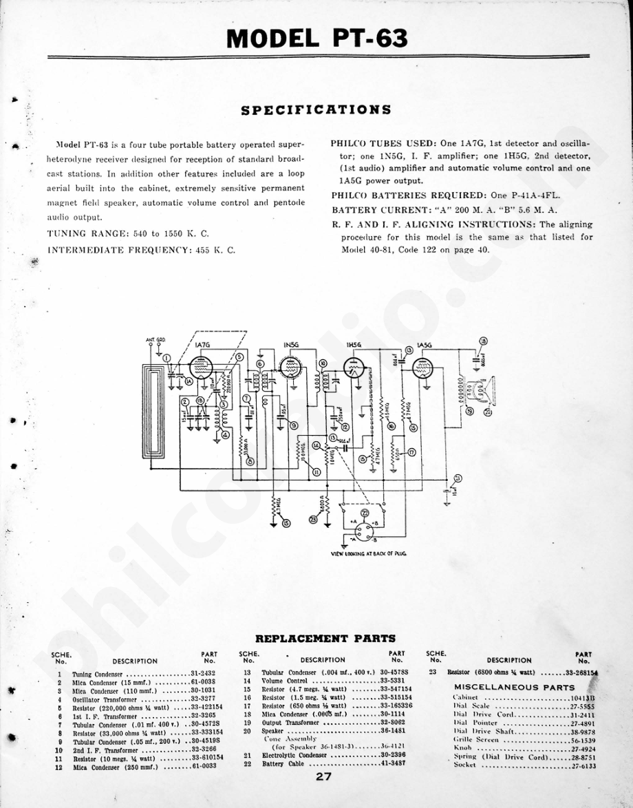 philco Model P-1535 维修电路原理图.pdf_第1页