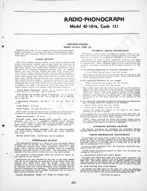 philco Radio-Phonograph Model 42-1016, Code 121 维修电路原理图.pdf