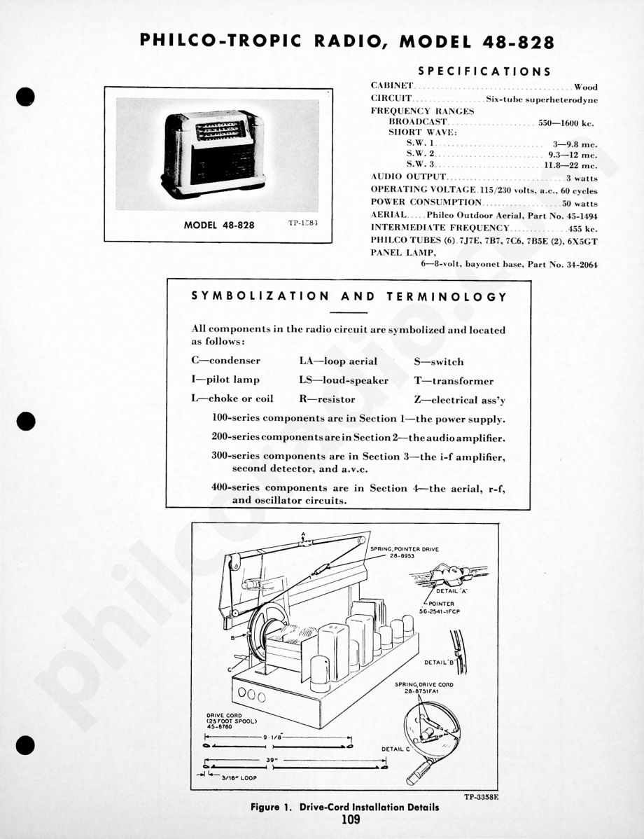 Philco Radio-Phonograph Models 48-1201 and 48-1260维修电路原理图.pdf_第1页