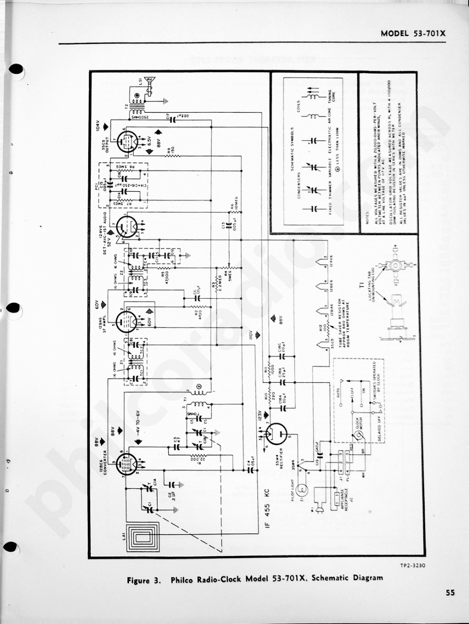 Philco Radio-Clock Model 53-701X维修电路原理图.pdf_第3页