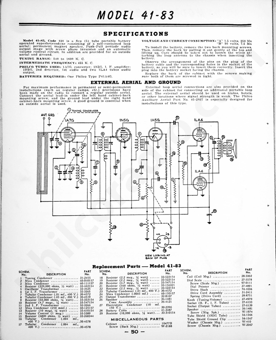 philco Model 41-105维修电路原理图.pdf_第1页