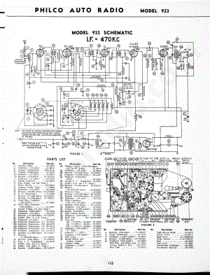 Philco Auto Radio Model 933 维修电路原理图.pdf