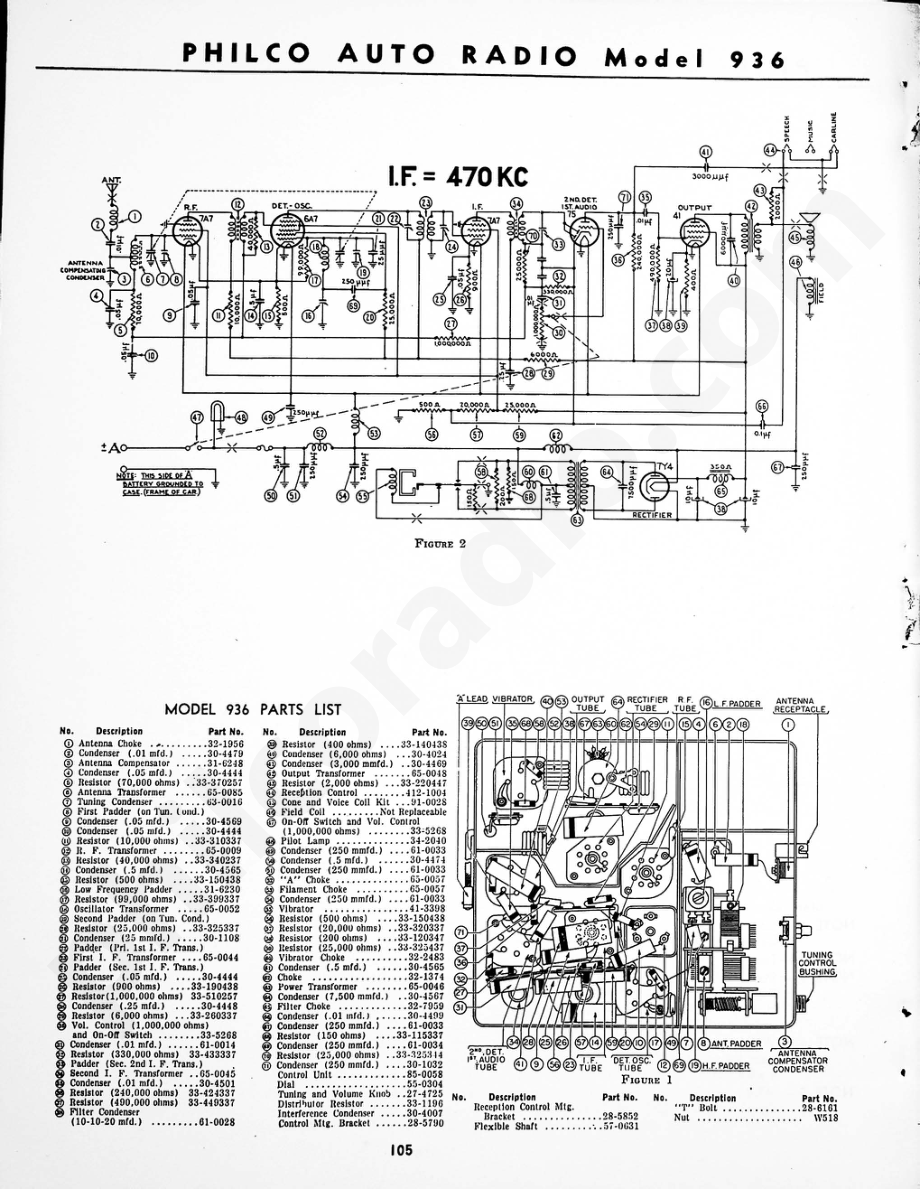Philco Auto Radio Model 936 维修电路原理图.pdf_第1页