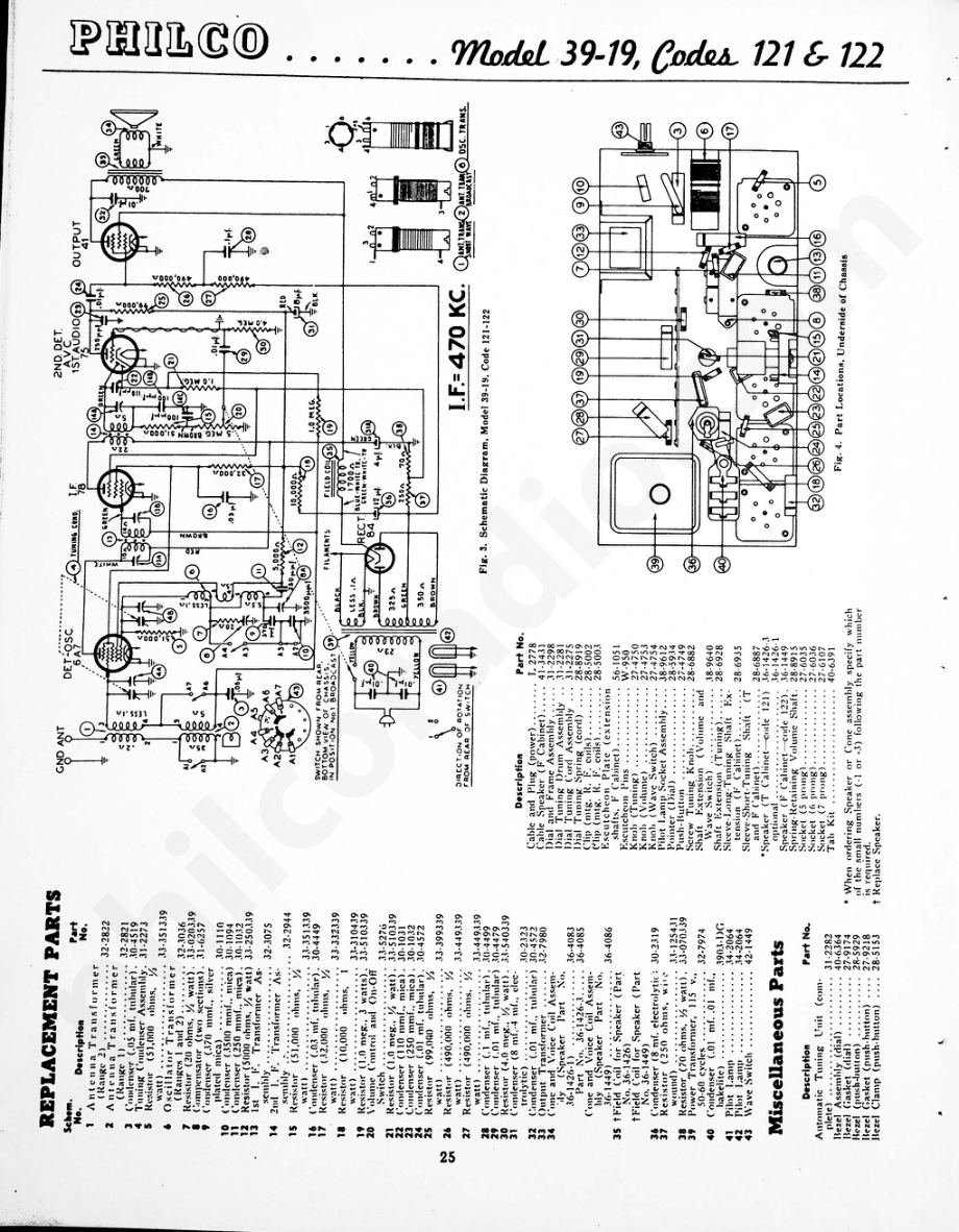 Philco Model 39-19, Codes 121 & 122 维修电路原理图.pdf_第2页