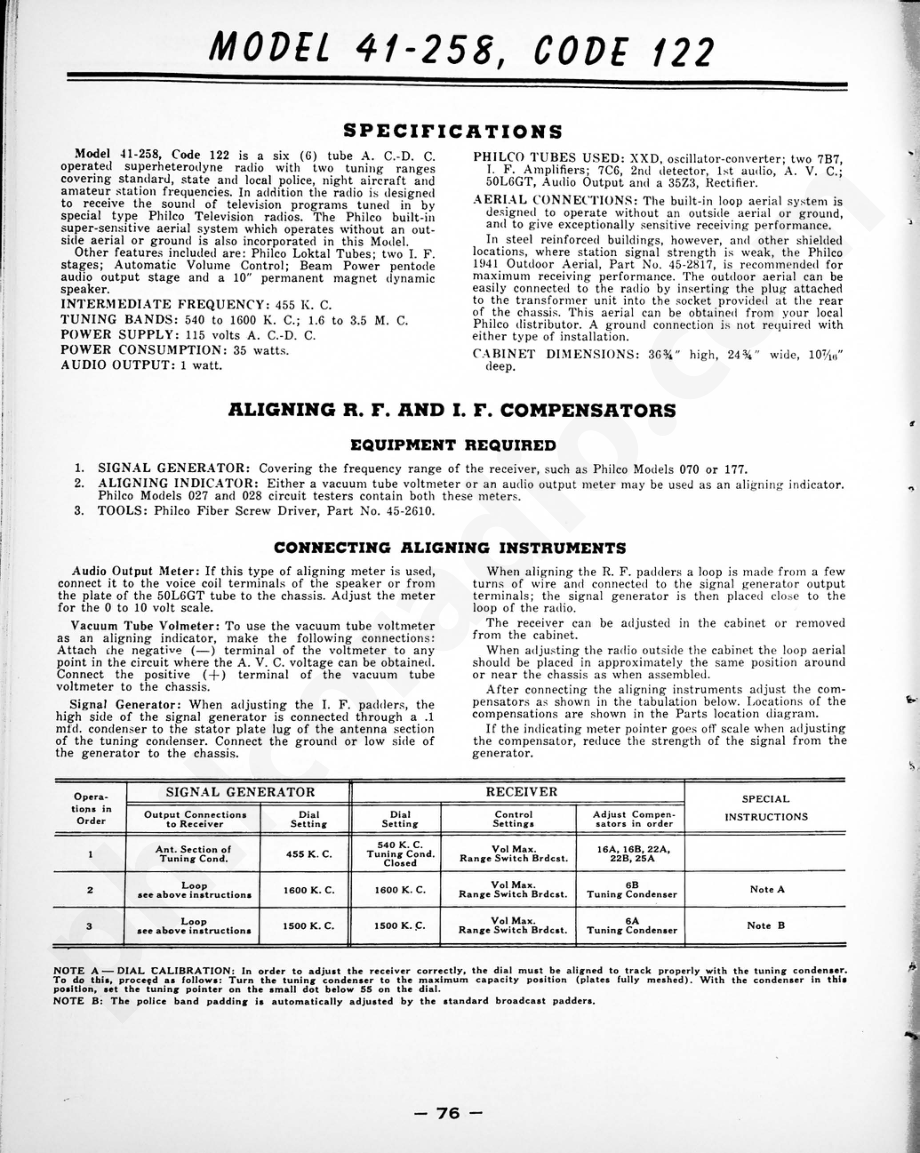 philco Radio-Phonograph Model 41-601, Code 121维修电路原理图.pdf_第1页