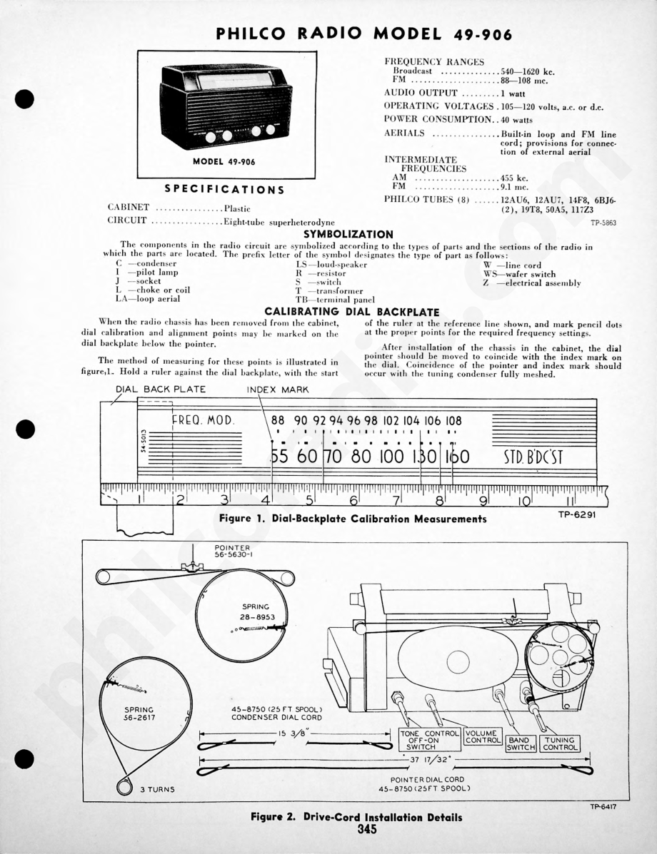 Philco Radio-Phonograph Model 49-1405维修电路原理图.pdf_第1页