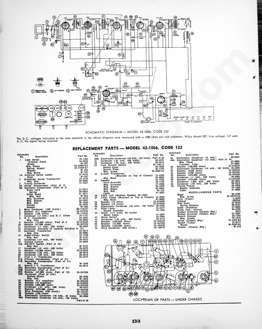 philco Radio-Phonograph Model 42-1006, Code 122 维修电路原理图.pdf_第2页