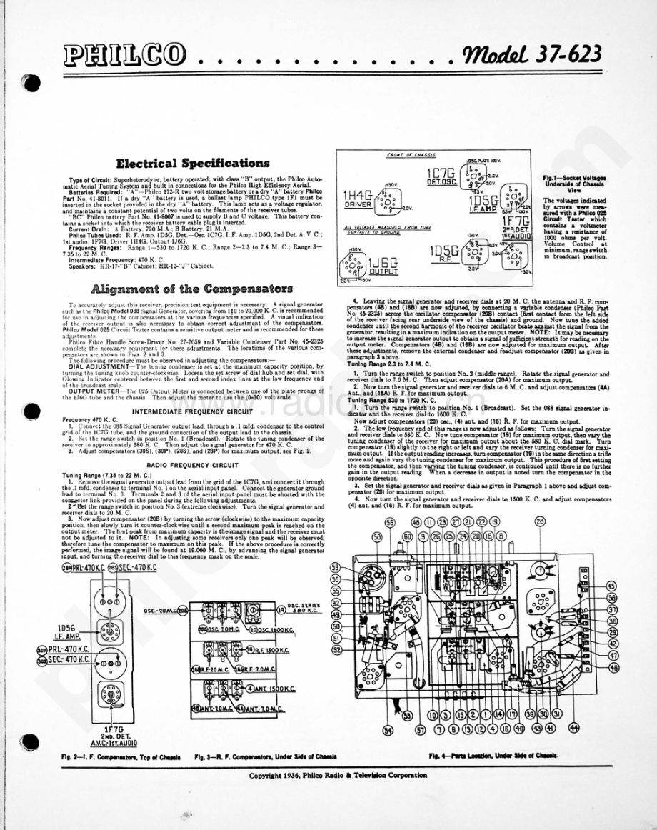 philco Model 37-623 维修电路原理图.pdf_第1页