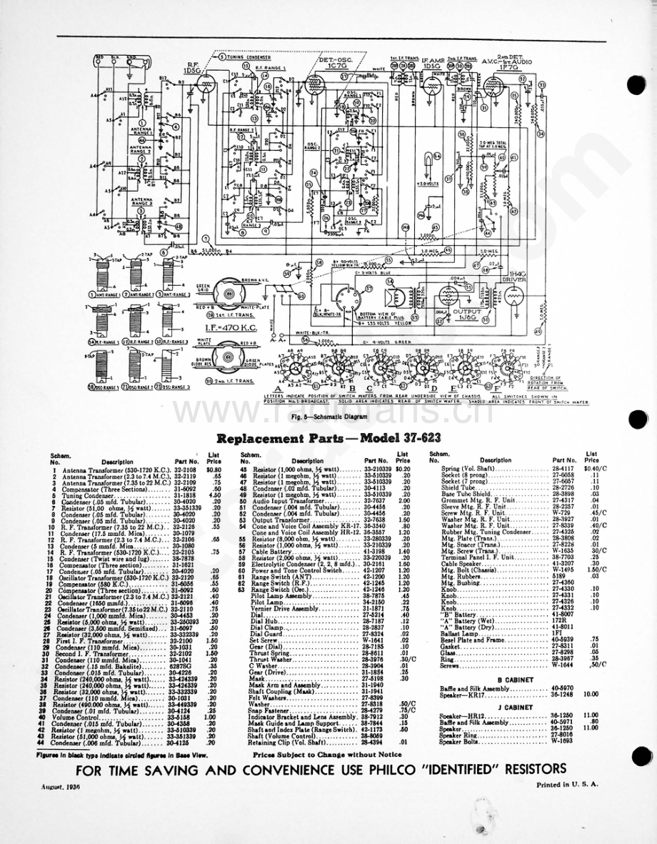 philco Model 37-623 维修电路原理图.pdf_第2页