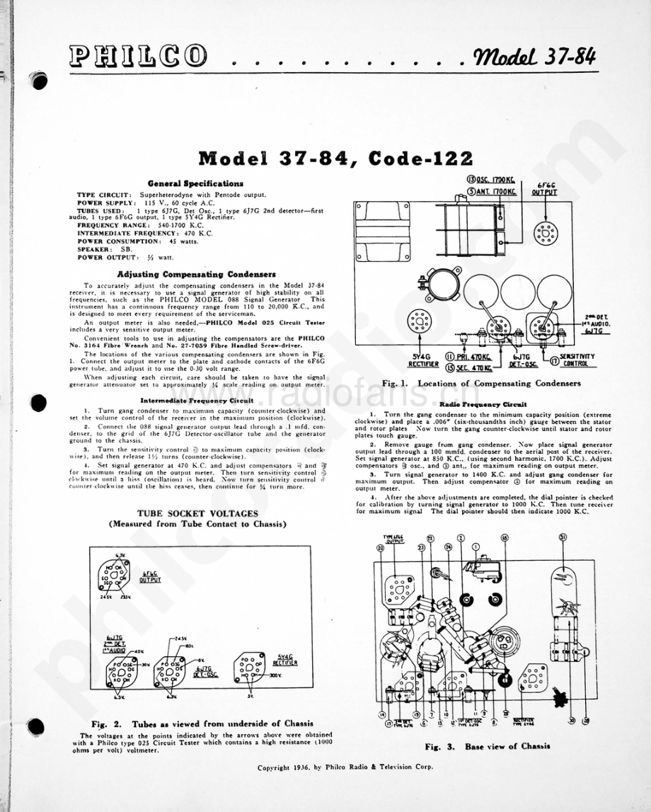 philco Model 37-84 维修电路原理图.pdf_第1页