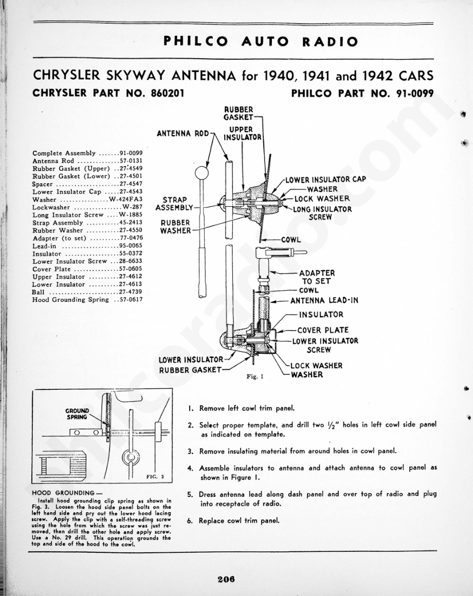 philco Chrysler Skyway Antenna for 1940, 1941 and 1942 Cars 维修电路原理图.pdf_第1页