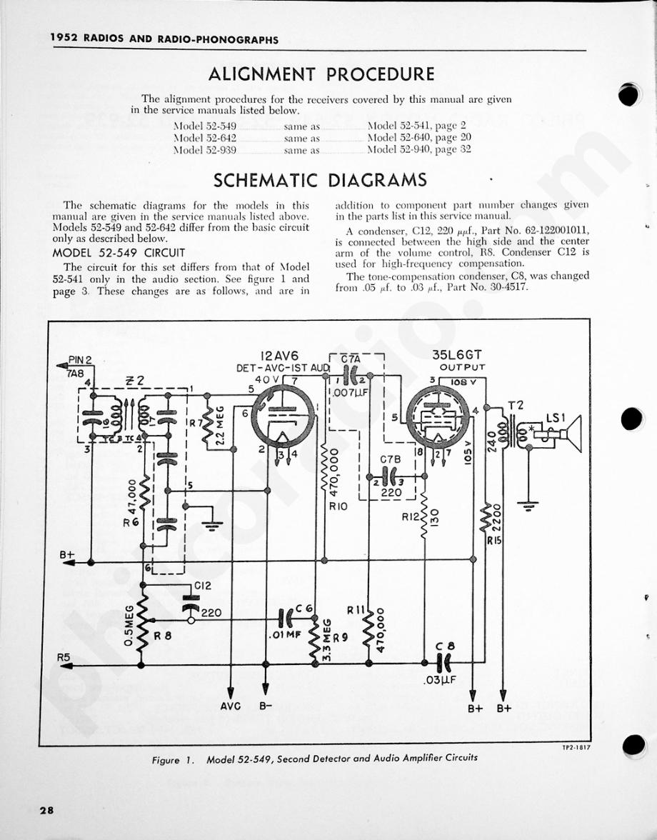 Philco Radio Models 52-549, 52-642 and 52-939维修电路原理图.pdf_第2页