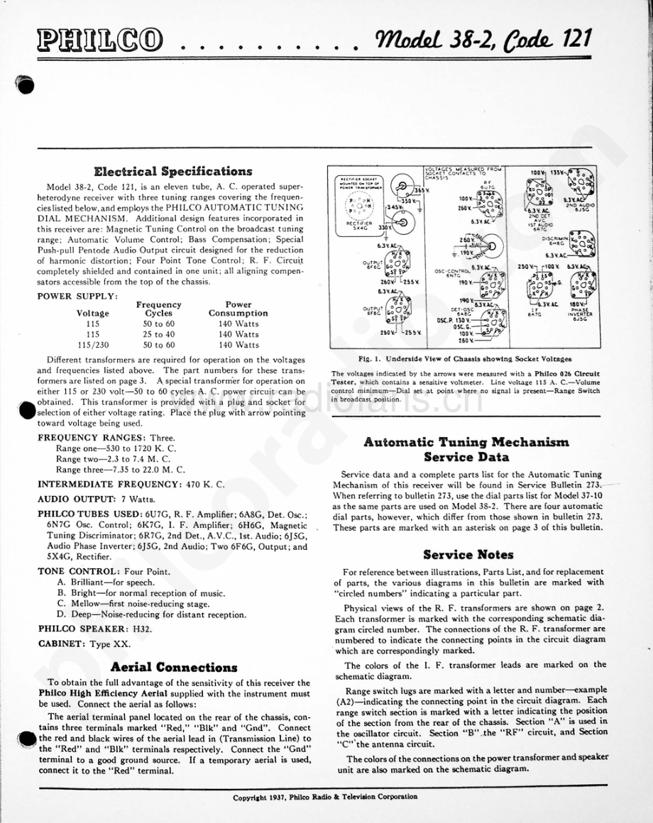 philco Model 38-2 (121) 维修电路原理图.pdf_第1页