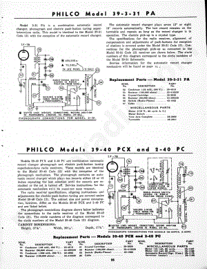 Philco Models 39-40 PCX and 2-40 PC 维修电路原理图.pdf
