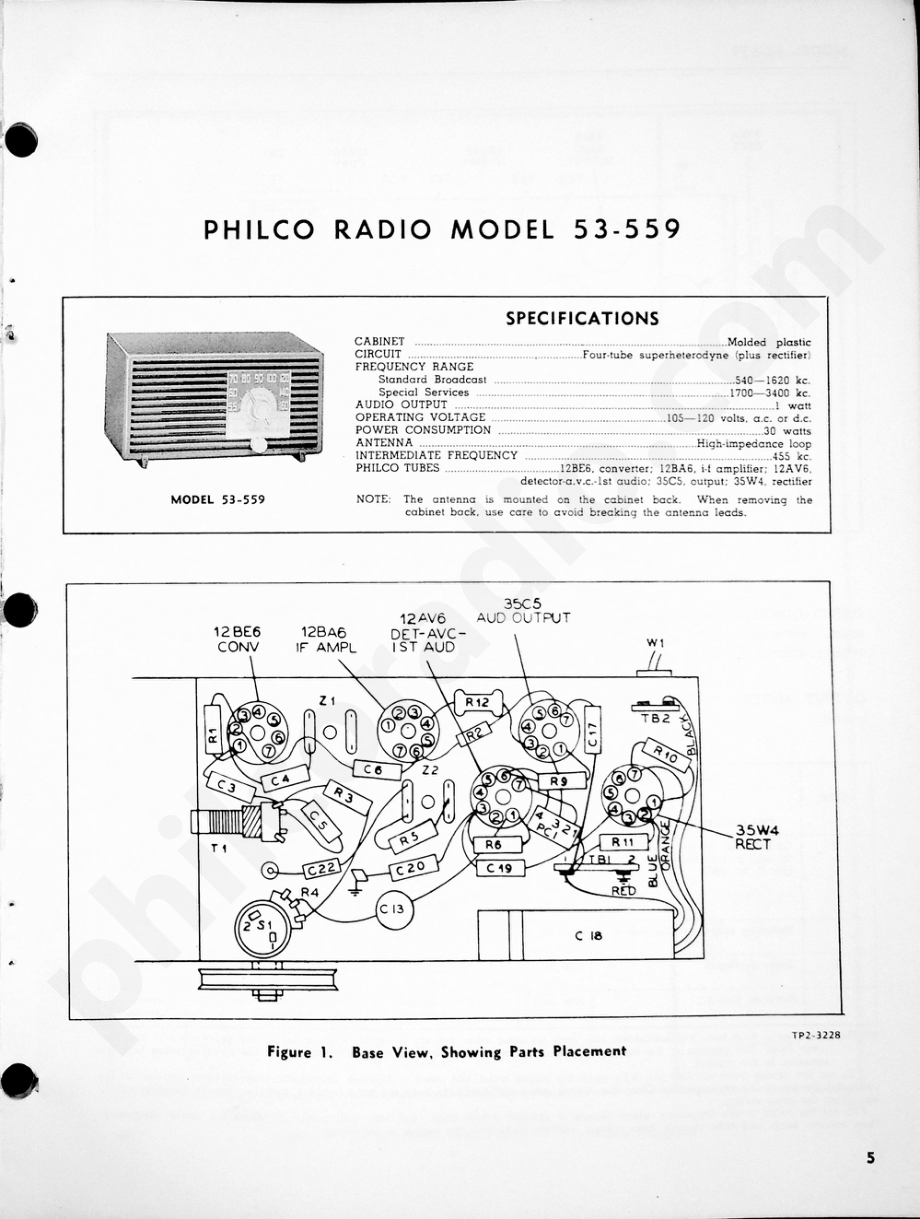 Philco Radio Model 53-559维修电路原理图.pdf_第1页