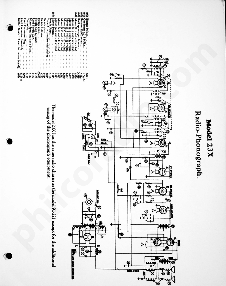 philco Model 23X Radio-Phonograph 电路原理图.pdf_第1页