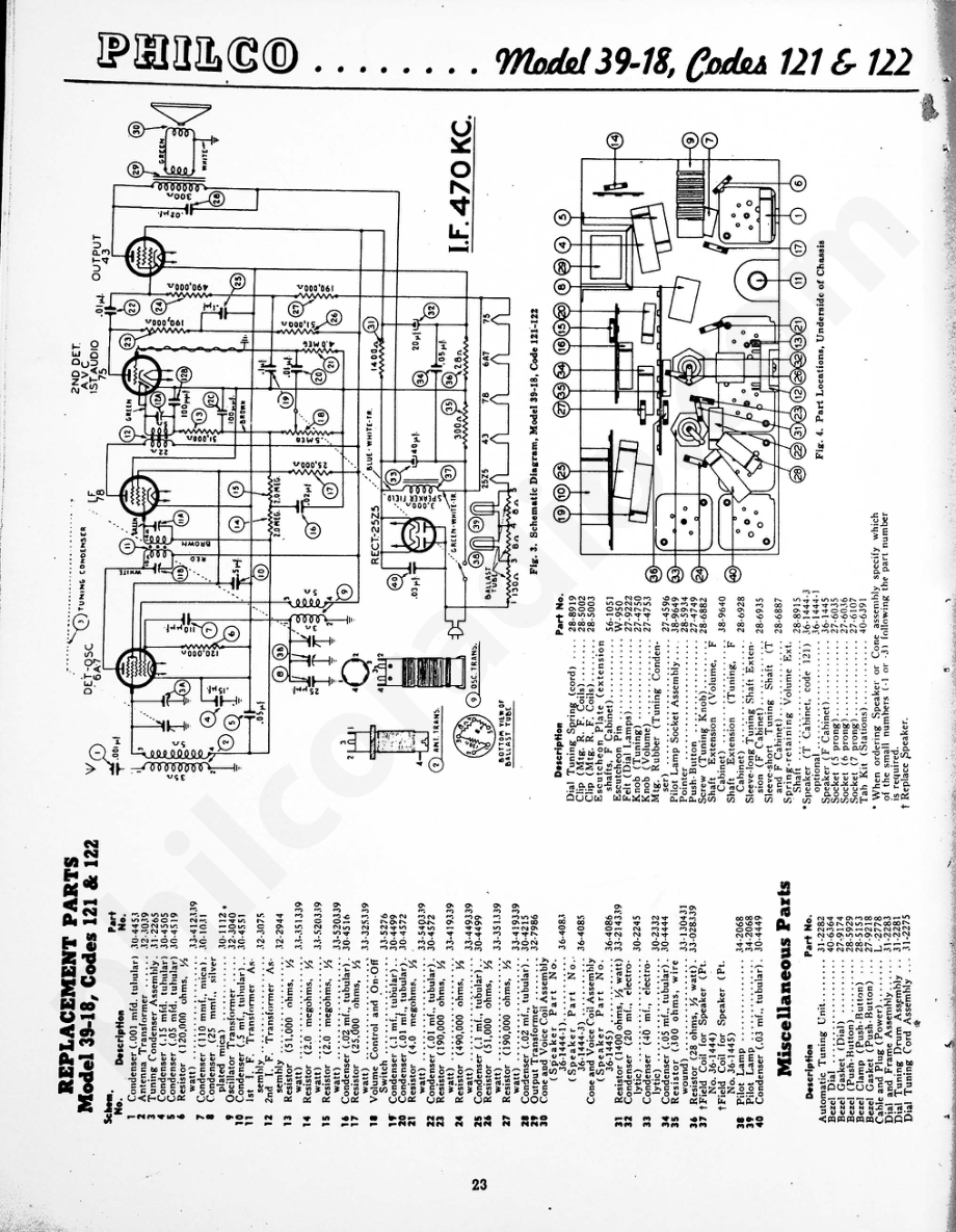 Philco Model 39-18, Codes 121 & 122 维修电路原理图.pdf_第2页