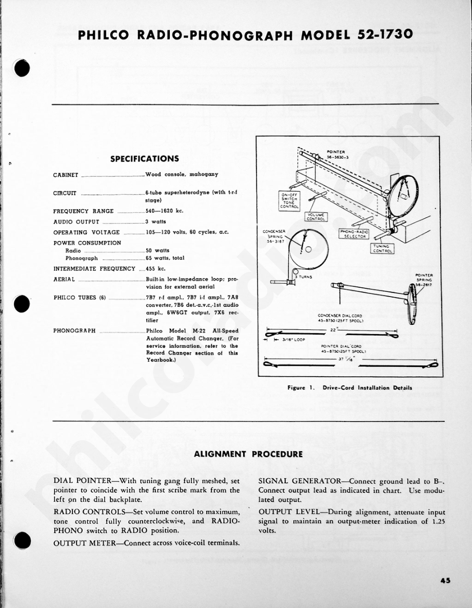 Philco Radio-Phonograph Model 52-1730维修电路原理图.pdf_第1页