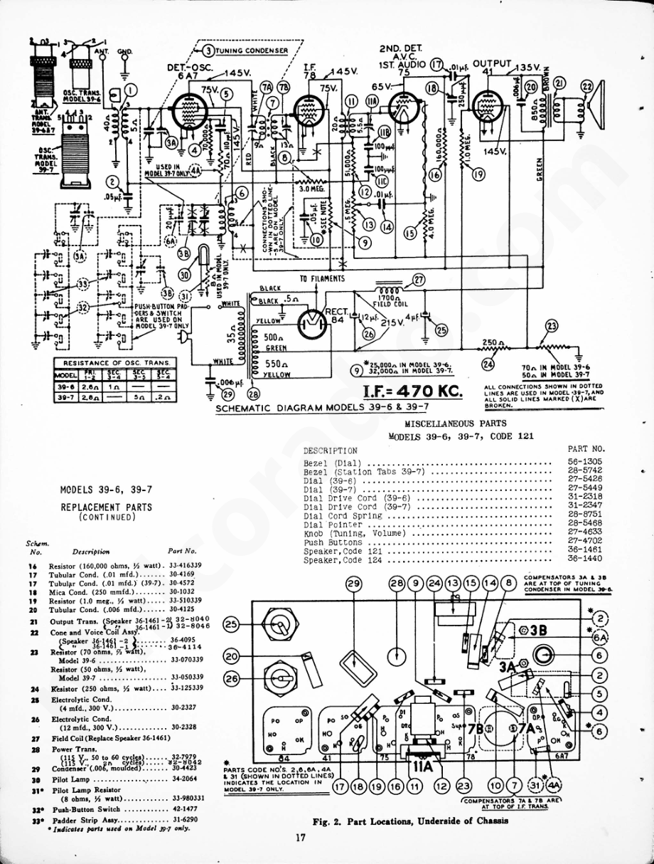 Philco Models 39-6, 39-7, Code 121 维修电路原理图.pdf_第2页