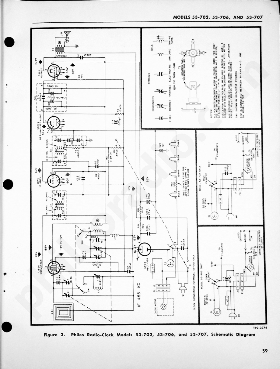 Philco Radio-Clock Models 53-702, 53-706 and 53-707维修电路原理图.pdf_第3页
