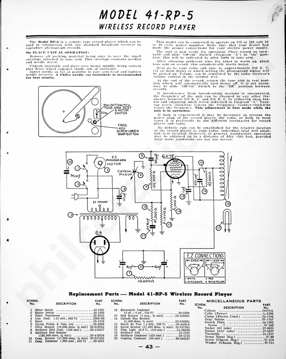 philco Model 41-81, Code 121维修电路原理图.pdf_第1页