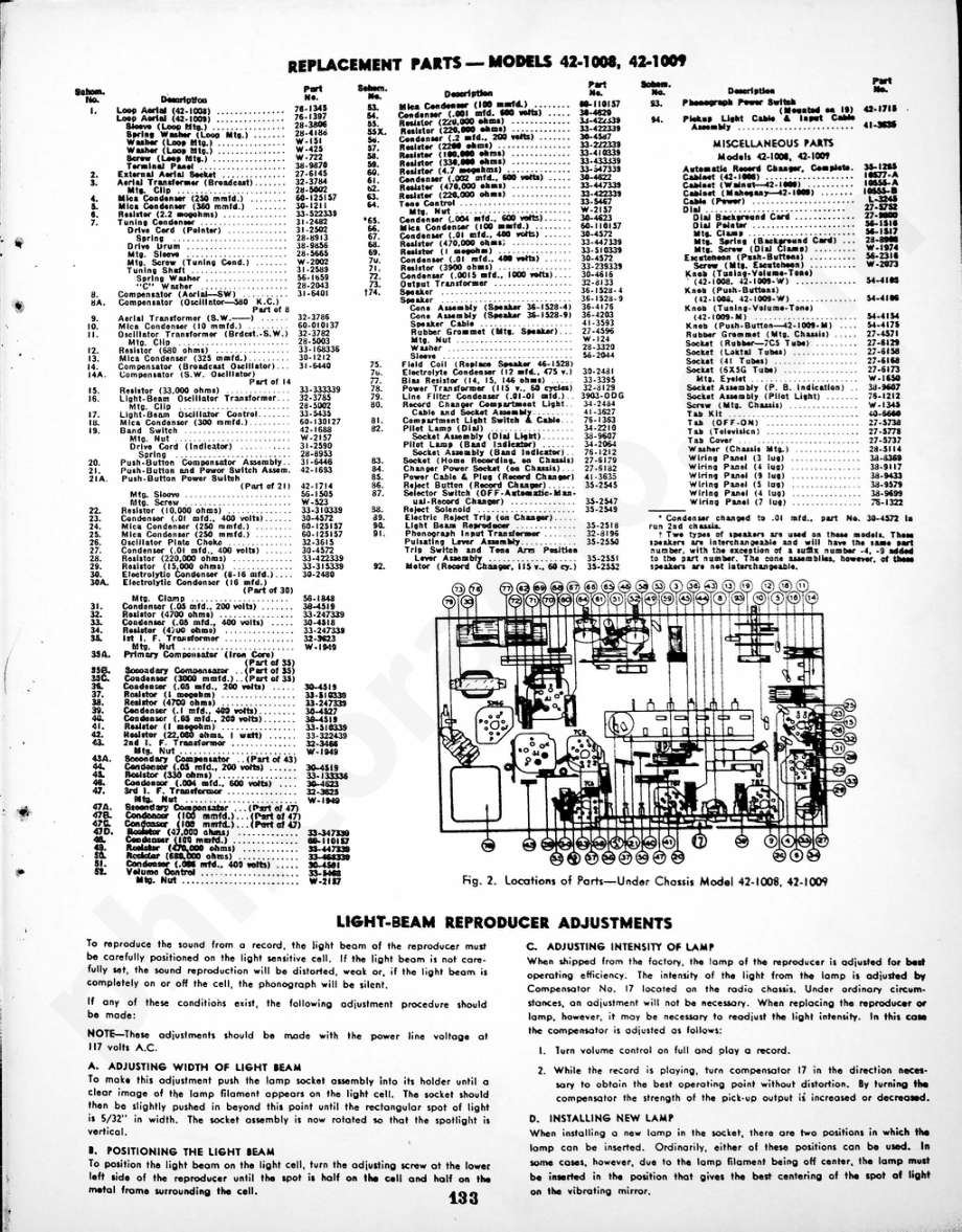 philco Radio-Phonograph Models 42-1008, Code 121; 42-1009W, Code 121; 42-1009M, Code 121; 维修电路原理图.pdf_第3页