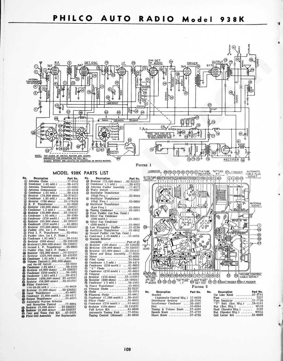 Philco Auto Radio Model 938K 维修电路原理图.pdf_第1页