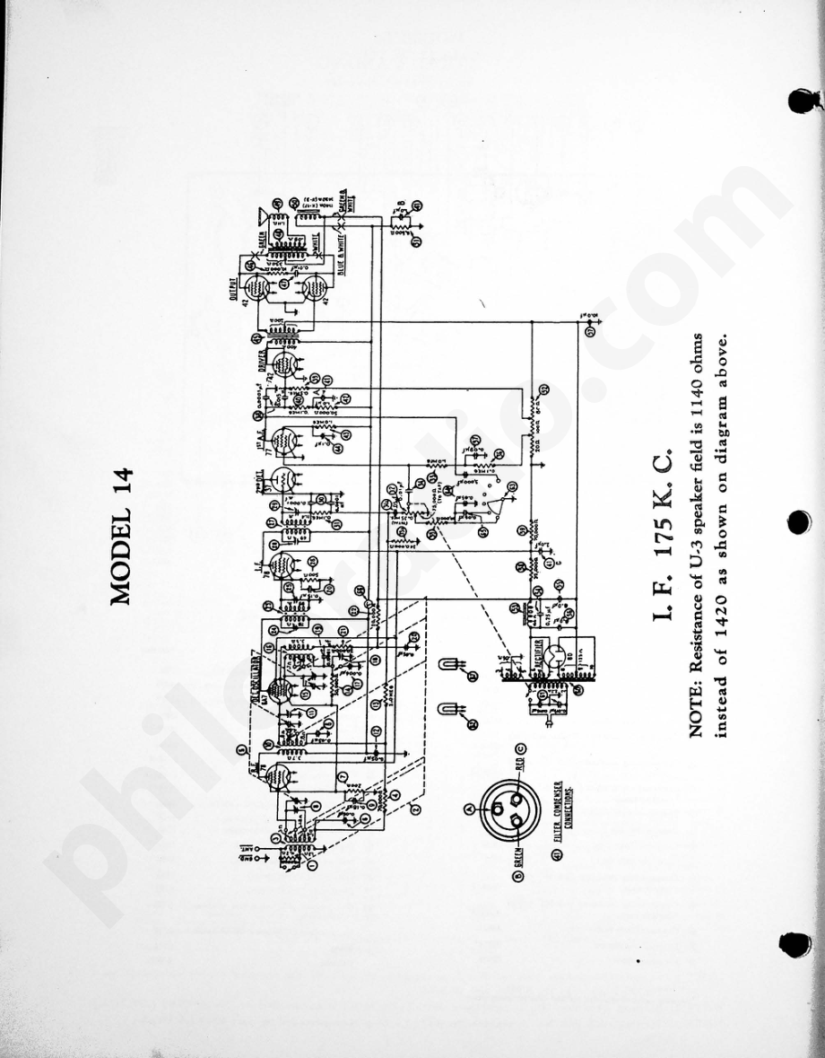 philco Model 14 (122 & 123) 维修电路原理图.pdf_第1页
