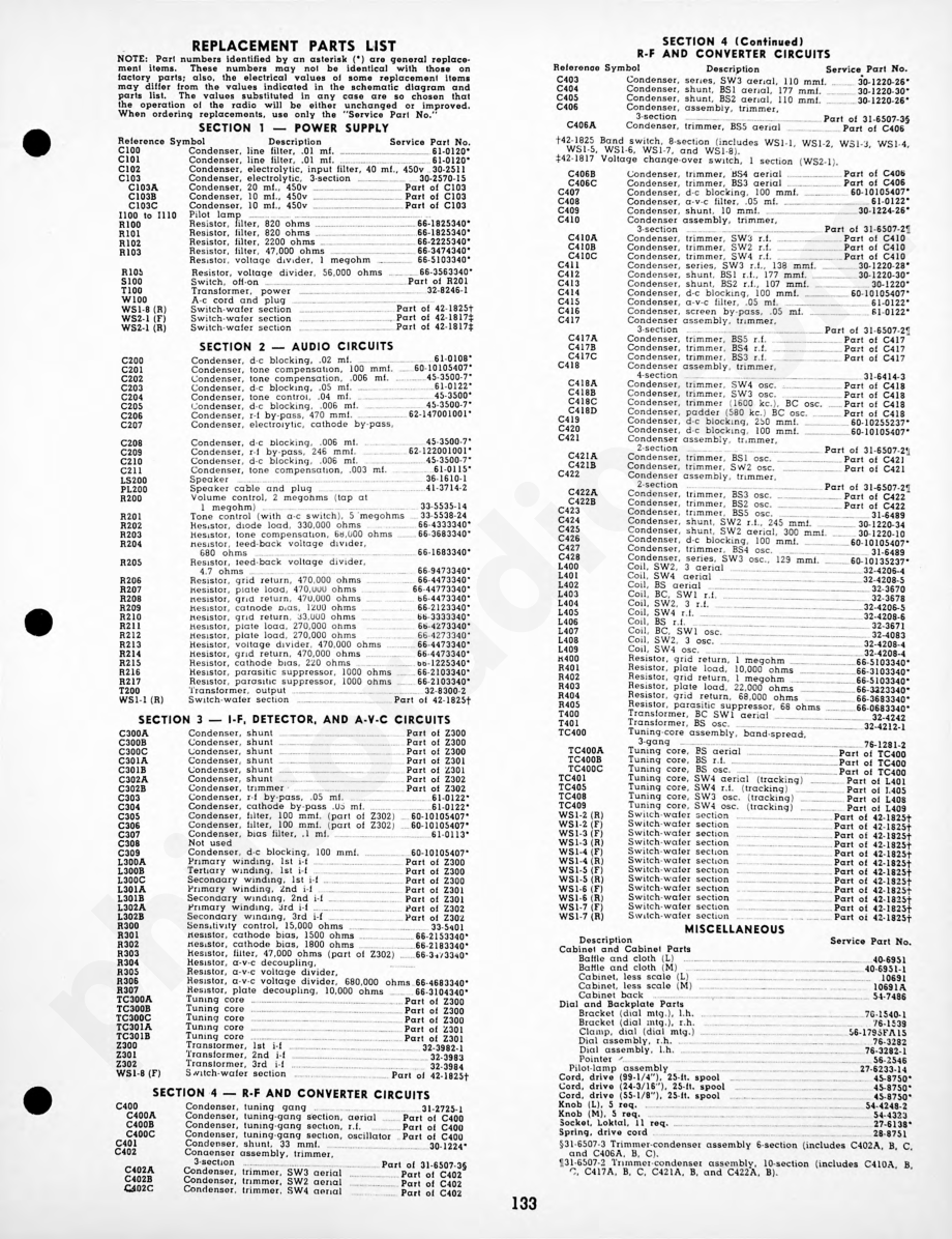 Philco Radio-Phonograph Models 48-1262 (Code 122) and 48-1262 (Supplement to PR-1436)维修电路原理图.pdf_第3页