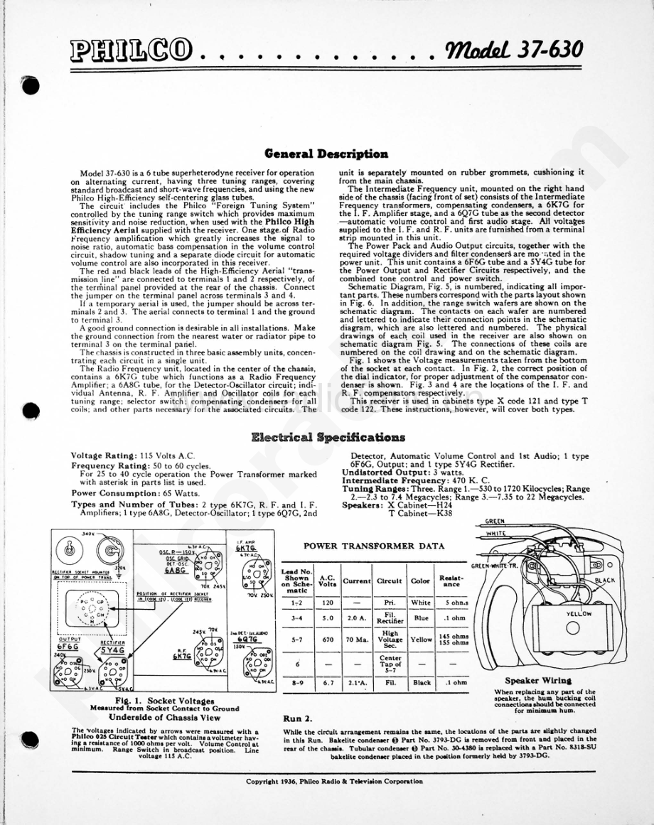 philco Model 37-630 维修电路原理图.pdf_第1页