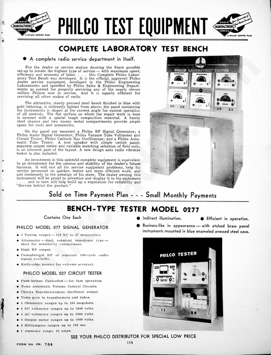 Philco Test Equipment Catalog 维修电路原理图.pdf_第1页