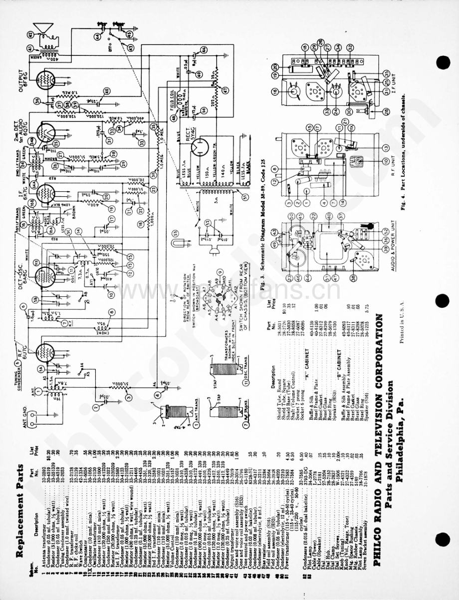 philco Model 38-89 (125) 维修电路原理图.pdf_第2页