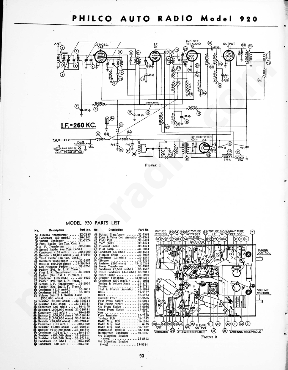 Philco Auto Radio Model 920 维修电路原理图.pdf_第1页