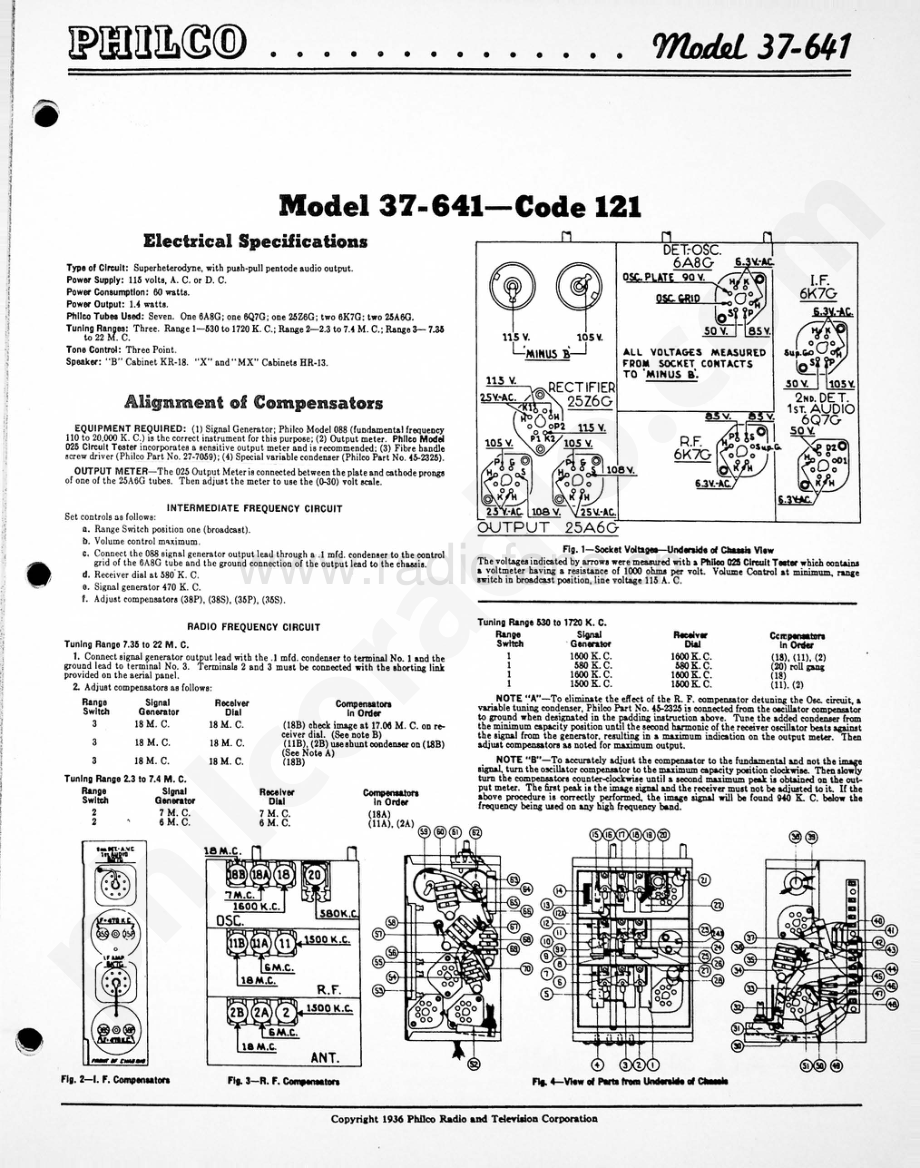 philco Model 37-641 (121) 维修电路原理图.pdf_第1页