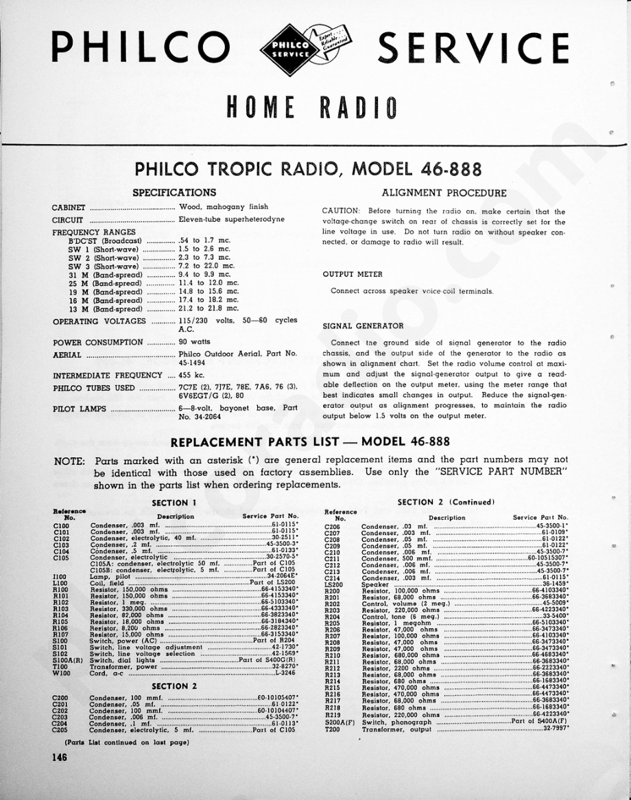 philco Model 46-888维修电路原理图.pdf_第1页