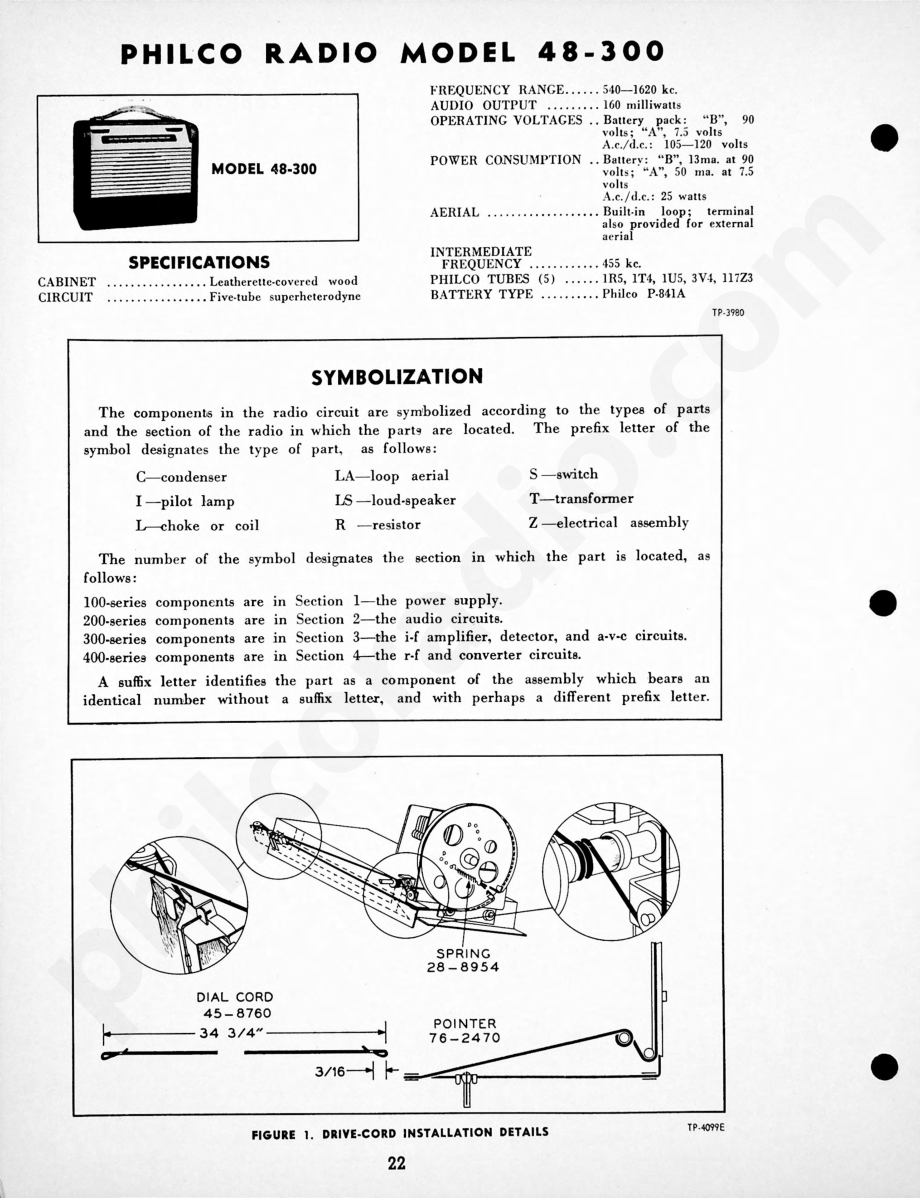 Philco Radio Model 48-472 Code 122维修电路原理图.pdf_第1页