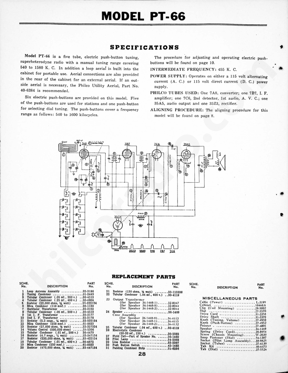philco Model F-1540 维修电路原理图.pdf_第1页