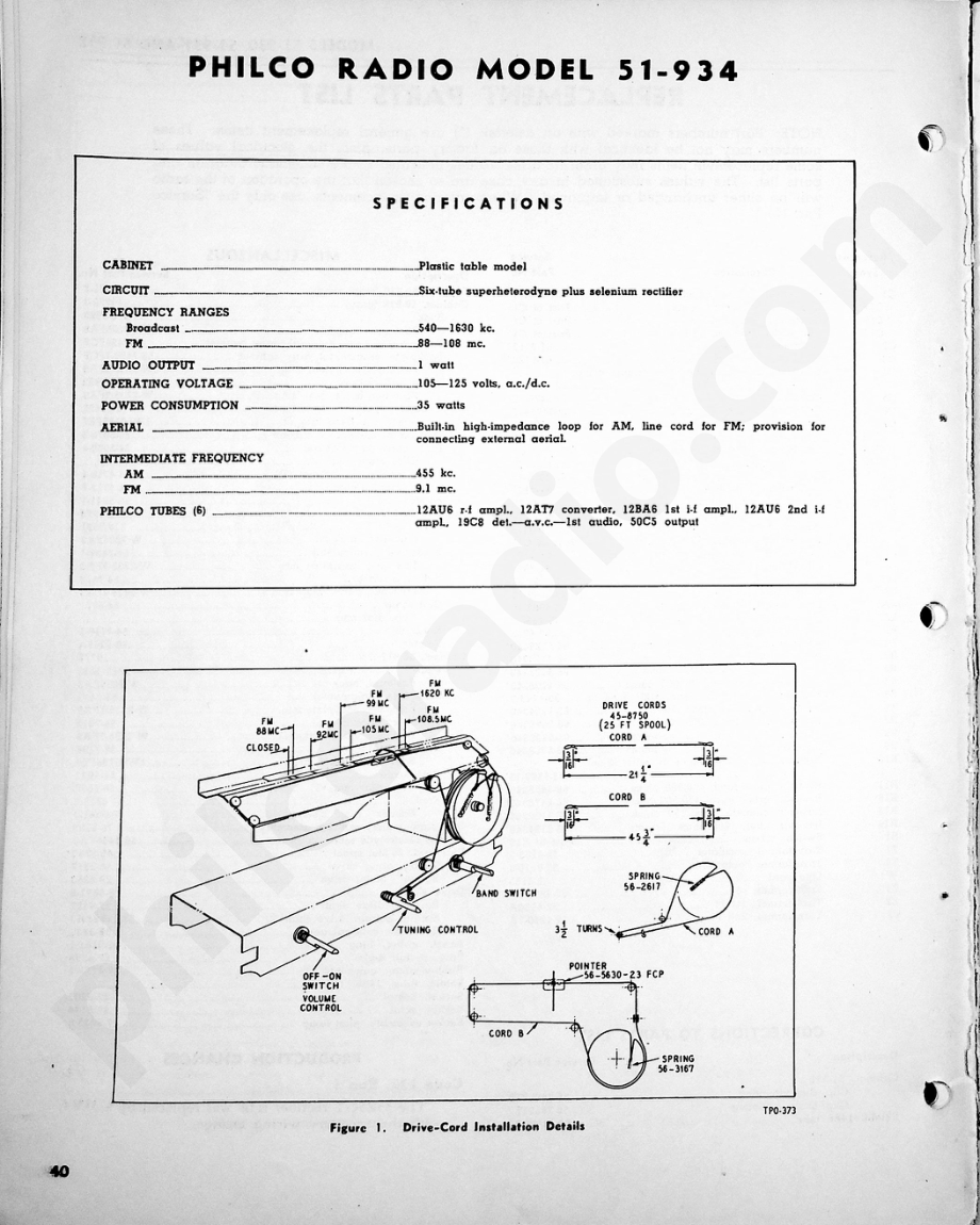 Philco Radio Model 51-934维修电路原理图.pdf_第1页