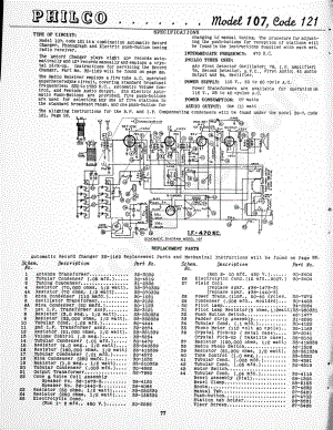Philco Model 107, Code 121 维修电路原理图.pdf