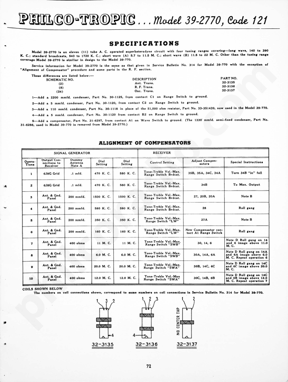 Philco-Tropic Model 39-2770, Code 121 维修电路原理图.pdf_第1页
