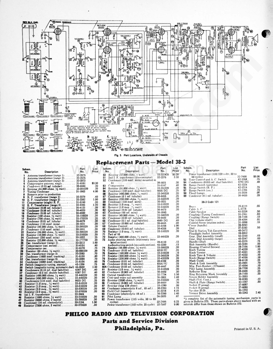 philco Model 38-3 (121) 维修电路原理图.pdf_第2页
