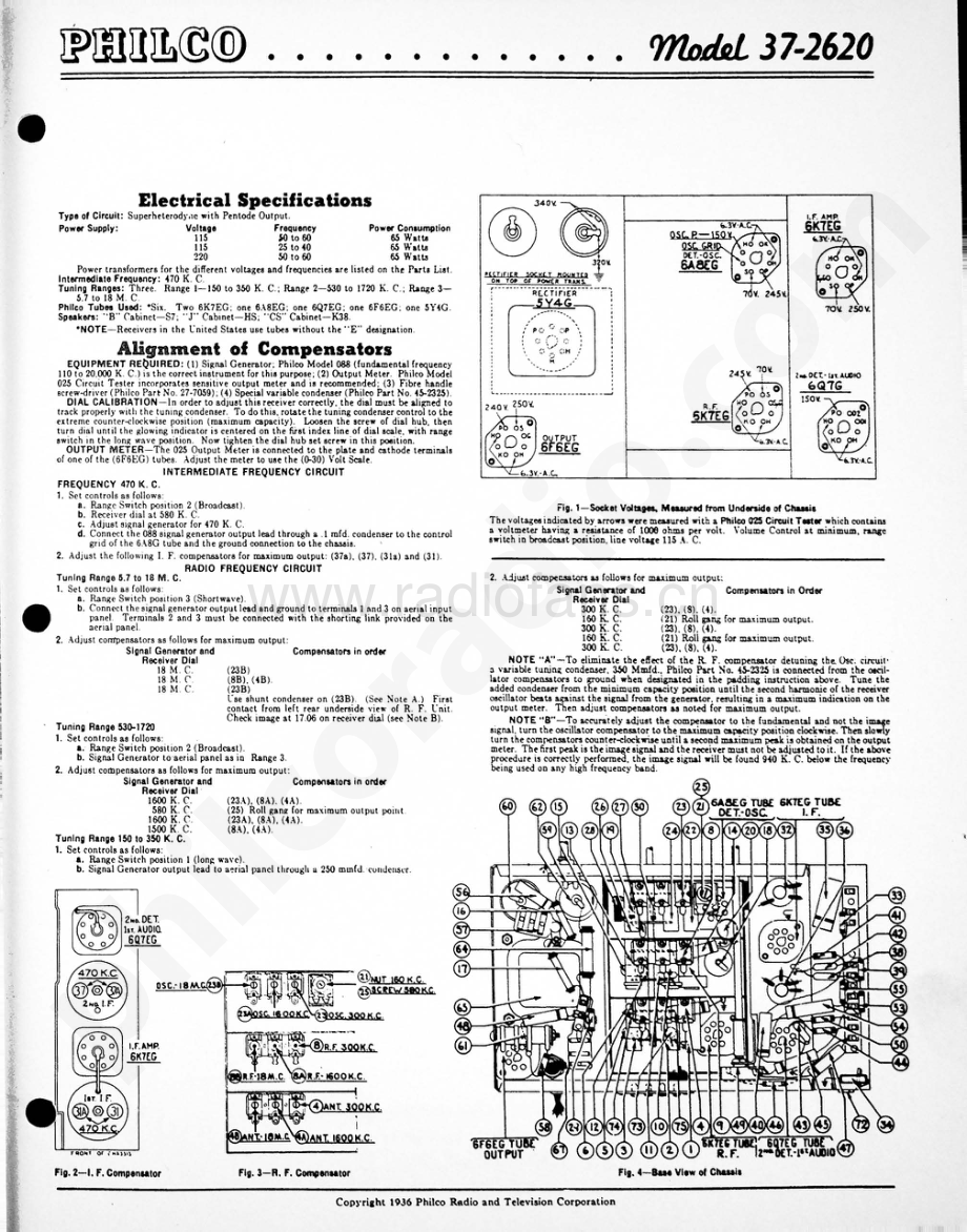 philco Model 37-2620 维修电路原理图.pdf_第1页
