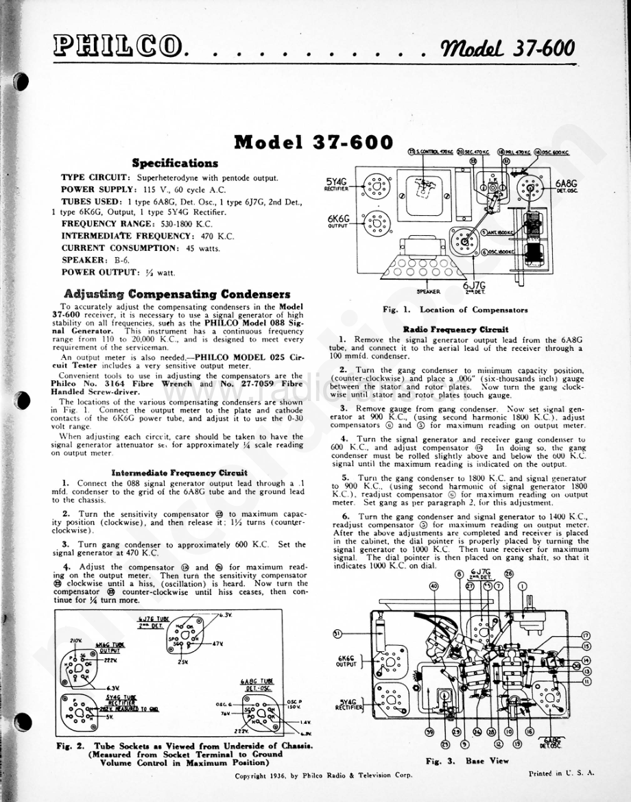 philco Model 37-600 维修电路原理图.pdf_第1页