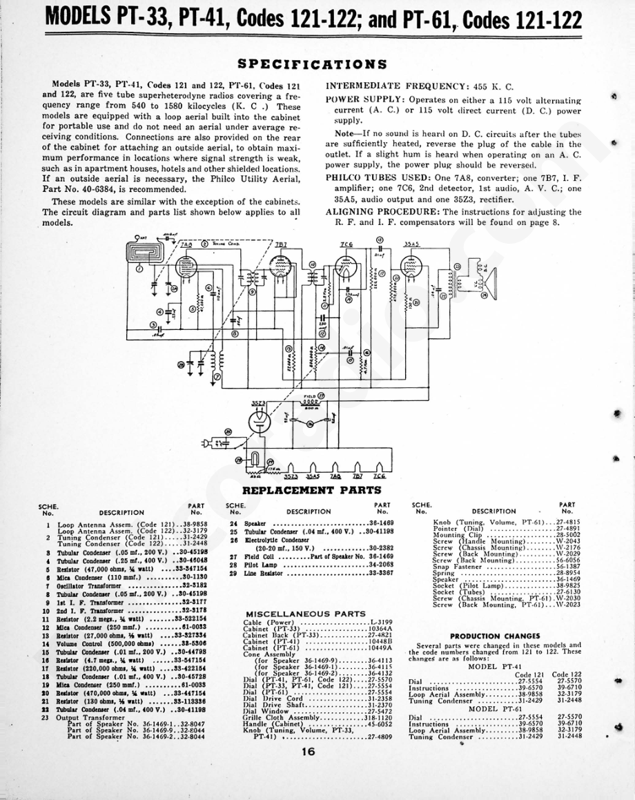 philco Models 40-205 and 40-216 维修电路原理图.pdf_第1页