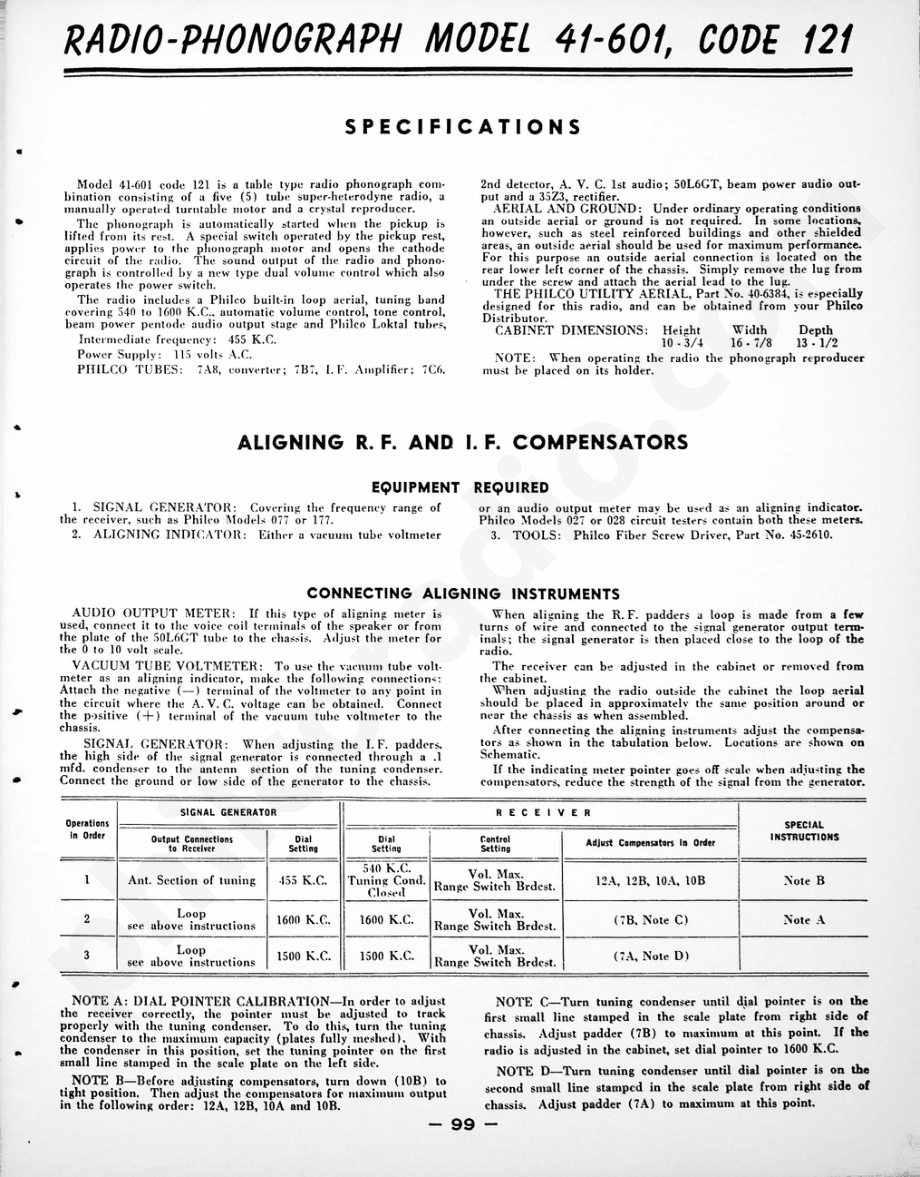 philco Model 41-616, Code 121维修电路原理图.pdf_第1页