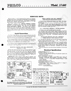 philco Model 37-640 维修电路原理图.pdf
